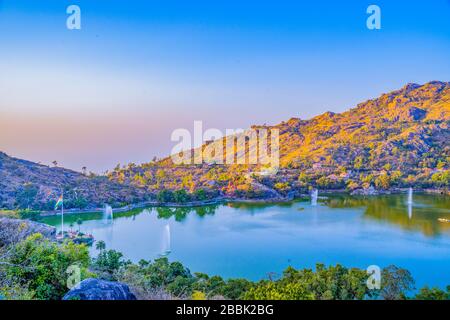 Mount Abu is a hill station in western India’s Rajasthan state, near the Gujarat border. Set on a high rocky plateau in the Aravalli Range and surroun Stock Photo