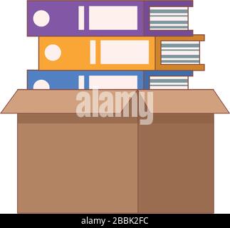 pile office books of documents in box Stock Vector