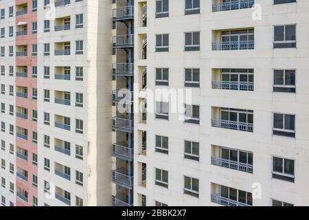 Typical social housing apartment windows and balcony construction  Stock Photo