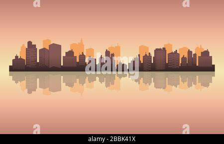 City reflection with building tall in the lake Stock Vector