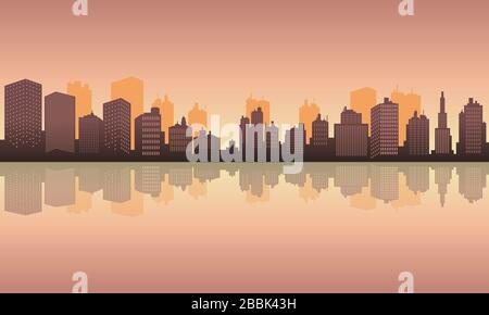 City reflection with building tall in the lake Stock Vector