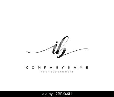 IB Initial Letter handwriting logo hand drawn template vector, logo for beauty, cosmetics, wedding, fashion and business Stock Vector