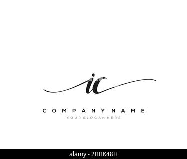 IC Initial Letter handwriting logo hand drawn template vector, logo for beauty, cosmetics, wedding, fashion and business Stock Vector