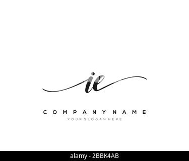 IE Initial Letter handwriting logo hand drawn template vector, logo for beauty, cosmetics, wedding, fashion and business Stock Vector