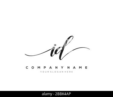 ID Initial Letter handwriting logo hand drawn template vector, logo for beauty, cosmetics, wedding, fashion and business Stock Vector