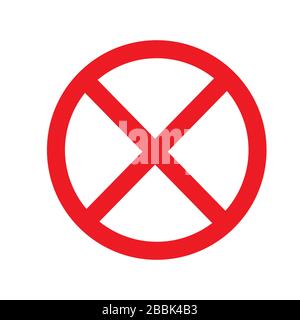 Icon of the crossed-out circle. Symbol of prohibition, a blank outline. Simple flat vector stock illustration. Isolated on a white background. Stock Vector