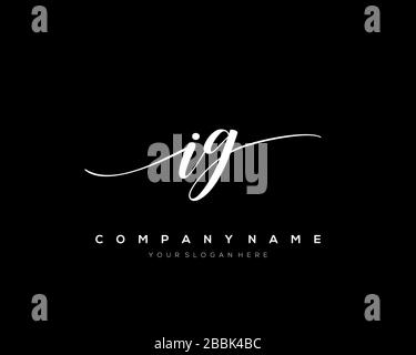 IG Initial Letter handwriting logo hand drawn template vector, logo for beauty, cosmetics, wedding, fashion and business Stock Vector