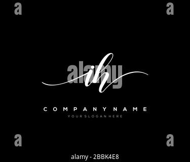 IH Initial Letter handwriting logo hand drawn template vector, logo for beauty, cosmetics, wedding, fashion and business Stock Vector
