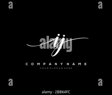 IJ Initial Letter handwriting logo hand drawn template vector, logo for beauty, cosmetics, wedding, fashion and business Stock Vector