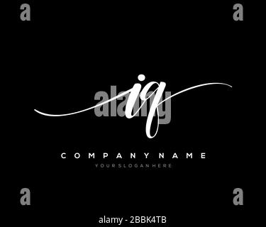 IQ Initial Letter handwriting logo hand drawn template vector, logo for beauty, cosmetics, wedding, fashion and business Stock Vector