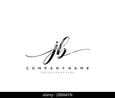 JB Initial Letter handwriting logo hand drawn template vector, logo for beauty, cosmetics, wedding, fashion and business Stock Vector