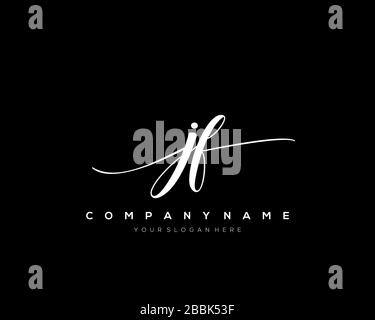 JF Initial Letter handwriting logo hand drawn template vector, logo for beauty, cosmetics, wedding, fashion and business Stock Vector