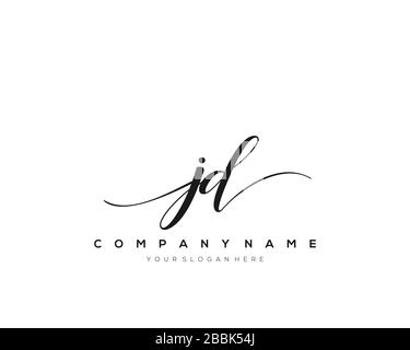 JD Initial Letter handwriting logo hand drawn template vector, logo for beauty, cosmetics, wedding, fashion and business Stock Vector