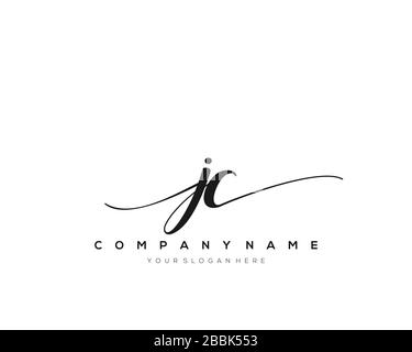 JC Initial Letter handwriting logo hand drawn template vector, logo for beauty, cosmetics, wedding, fashion and business Stock Vector