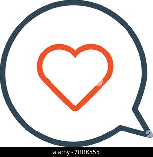 Love message, linear heart in speech bubble icon, good feedback. Stock Vector illustration isolated on white background. Stock Vector