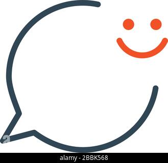 Smile face line icon. Happy emoticon chat sign. Speech bubble symbol. Stock Vector illustration isolated on white background. Stock Vector