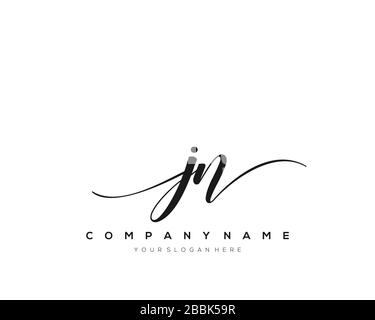JN Initial Letter handwriting logo hand drawn template vector, logo for beauty, cosmetics, wedding, fashion and business Stock Vector