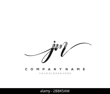 JM Initial Letter handwriting logo hand drawn template vector, logo for beauty, cosmetics, wedding, fashion and business Stock Vector