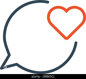 Love message, linear heart in speech bubble icon, good feedback. Stock Vector illustration isolated on white background. Stock Vector