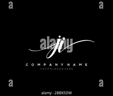JI Initial Letter handwriting logo hand drawn template vector, logo for beauty, cosmetics, wedding, fashion and business Stock Vector