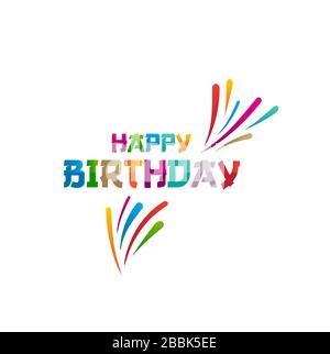 Happy Birthday Greeting text colorful. Beauty happy birthday design-elegant text with fireworks Stock Vector