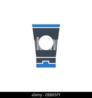 Sunscreen related vector glyph icon. Stock Vector