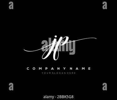 JP Initial Letter handwriting logo hand drawn template vector, logo for beauty, cosmetics, wedding, fashion and business Stock Vector