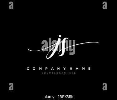 JS Initial Letter handwriting logo hand drawn template vector, logo for beauty, cosmetics, wedding, fashion and business Stock Vector