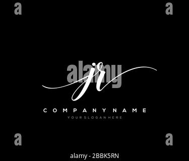 JR Initial Letter handwriting logo hand drawn template vector, logo for beauty, cosmetics, wedding, fashion and business Stock Vector