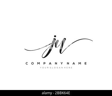 JU Initial Letter handwriting logo hand drawn template vector, logo for beauty, cosmetics, wedding, fashion and business Stock Vector