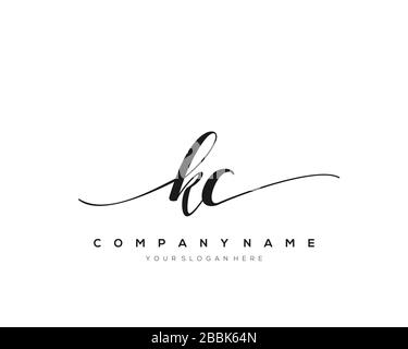 KC Initial Letter handwriting logo hand drawn template vector, logo for beauty, cosmetics, wedding, fashion and business Stock Vector