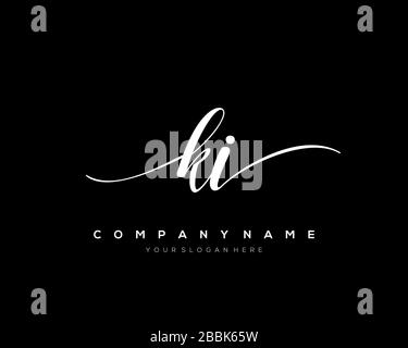 KI Initial Letter handwriting logo hand drawn template vector, logo for beauty, cosmetics, wedding, fashion and business Stock Vector