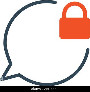 Lock line icon. Chat bubble design. Private locker sign. Password encryption symbol. Outline concept. Stock Vector illustration isolated on white Stock Vector