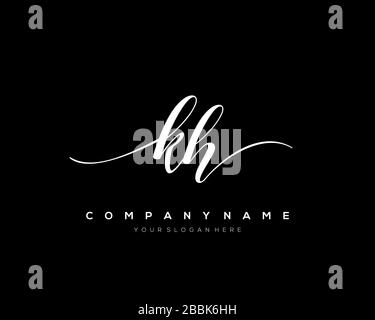 KH Initial Letter handwriting logo hand drawn template vector, logo for beauty, cosmetics, wedding, fashion and business Stock Vector
