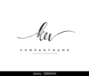 KW Initial Letter handwriting logo hand drawn template vector, logo for beauty, cosmetics, wedding, fashion and business Stock Vector