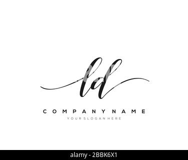 LD Initial Letter handwriting logo hand drawn template vector, logo for beauty, cosmetics, wedding, fashion and business Stock Vector