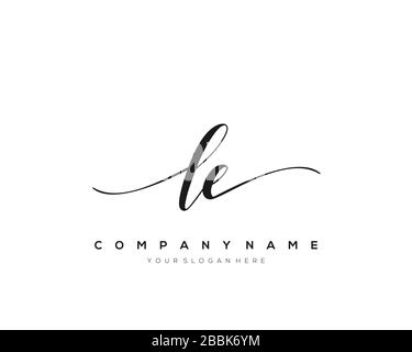 LE Initial Letter handwriting logo hand drawn template vector, logo for beauty, cosmetics, wedding, fashion and business Stock Vector
