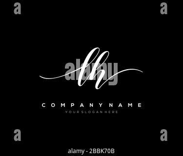 LH Initial Letter handwriting logo hand drawn template vector, logo for beauty, cosmetics, wedding, fashion and business Stock Vector