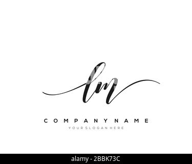 LM Initial Letter handwriting logo hand drawn template vector, logo for beauty, cosmetics, wedding, fashion and business Stock Vector