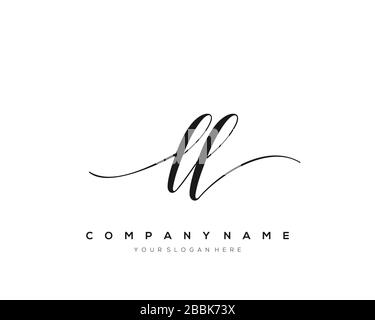 LL Initial Letter handwriting logo hand drawn template vector, logo for beauty, cosmetics, wedding, fashion and business Stock Vector