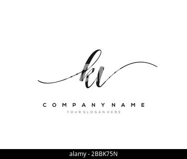 KV Initial Letter handwriting logo hand drawn template vector, logo for beauty, cosmetics, wedding, fashion and business Stock Vector