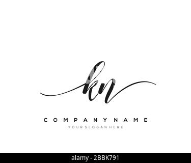KN Initial Letter handwriting logo hand drawn template vector, logo for beauty, cosmetics, wedding, fashion and business Stock Vector