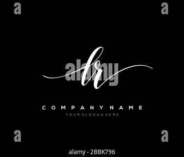 LR Initial Letter handwriting logo hand drawn template vector, logo for beauty, cosmetics, wedding, fashion and business Stock Vector