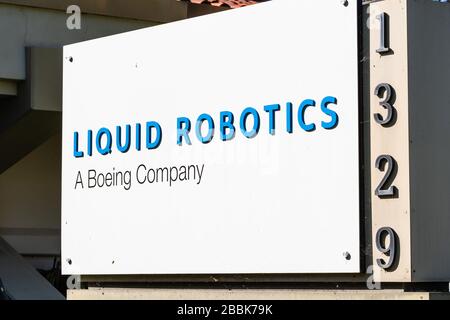 Mar 30, 2020 Sunnyvale / CA / USA - Liquid Robotics sign at their headquarters in Silicon Valley; Liquid Robotics, a subsidiary of The Boeing Company, Stock Photo