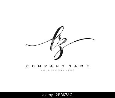 LZ Initial Letter handwriting logo hand drawn template vector, logo for beauty, cosmetics, wedding, fashion and business Stock Vector