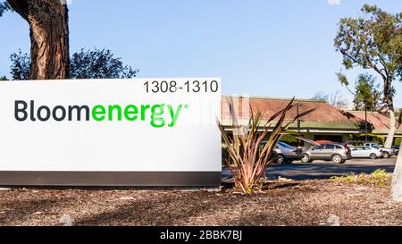 Mar 30, 2020 Sunnyvale / CA / USA - Bloom Energy headquarters in Silicon Valley; Bloom Energy Corp manufactures and markets solid oxide fuel cells tha Stock Photo