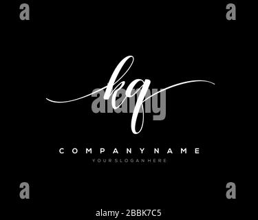 KQ Initial Letter handwriting logo hand drawn template vector, logo for beauty, cosmetics, wedding, fashion and business Stock Vector