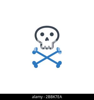 Skull and bones related vector glyph icon. Stock Vector