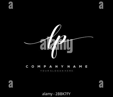 LP Initial Letter handwriting logo hand drawn template vector, logo for beauty, cosmetics, wedding, fashion and business Stock Vector