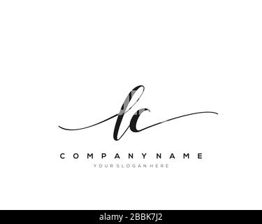 LC Initial Letter handwriting logo hand drawn template vector, logo for beauty, cosmetics, wedding, fashion and business Stock Vector